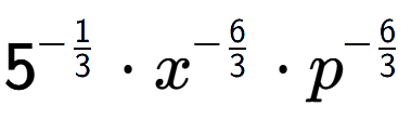 A LaTex expression showing 5 to the power of -1 over 3 times {x} to the power of -6 over 3 times {p} to the power of -6 over 3