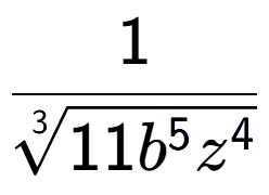 A LaTex expression showing 1 over 3-th root of 11{b to the power of 5{z to the power of 4 }}