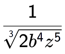 A LaTex expression showing 1 over 3-th root of 2{b to the power of 4{z to the power of 5 }}