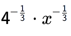 A LaTex expression showing 4 to the power of -1 over 3 times x to the power of -1 over 3