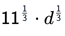 A LaTex expression showing 11 to the power of 1 over 3 times d to the power of 1 over 3
