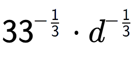 A LaTex expression showing 33 to the power of -1 over 3 times d to the power of -1 over 3
