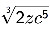 A LaTex expression showing 3-th root of 2z{c to the power of 5 }