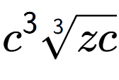 A LaTex expression showing {c} to the power of 3 3-th root of zc