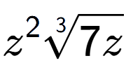 A LaTex expression showing {z} to the power of 2 3-th root of 7z