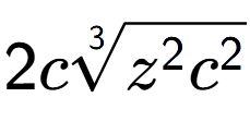A LaTex expression showing 2c3-th root of {z to the power of 2 {c} to the power of 2 }