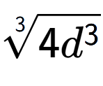 A LaTex expression showing 3-th root of 4{d to the power of 3 }