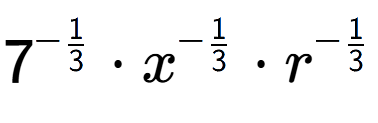 A LaTex expression showing 7 to the power of -1 over 3 times x to the power of -1 over 3 times r to the power of -1 over 3