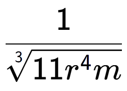A LaTex expression showing 1 over 3-th root of 11{r to the power of 4m }