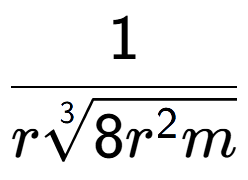 A LaTex expression showing 1 over r3-th root of 8{r to the power of 2m }