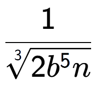 A LaTex expression showing 1 over 3-th root of 2{b to the power of 5n }