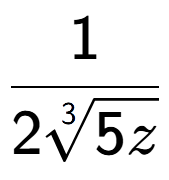 A LaTex expression showing 1 over 23-th root of 5z