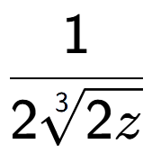A LaTex expression showing 1 over 23-th root of 2z