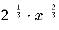 A LaTex expression showing 2 to the power of -1 over 3 times {x} to the power of -2 over 3
