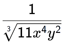 A LaTex expression showing 1 over 3-th root of 11{x to the power of 4{y to the power of 2 }}