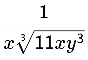 A LaTex expression showing 1 over x3-th root of 11x{y to the power of 3 }
