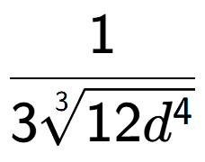A LaTex expression showing 1 over 33-th root of 12{d to the power of 4 }
