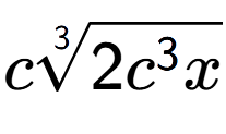 A LaTex expression showing c3-th root of 2{c to the power of 3 x}