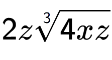 A LaTex expression showing 2z3-th root of 4xz