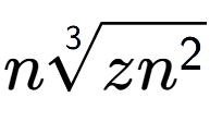 A LaTex expression showing n3-th root of z{n to the power of 2 }