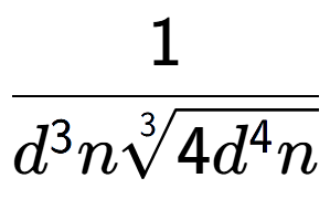 A LaTex expression showing 1 over {d to the power of 3 n3-th root of 4{d to the power of 4 n}}