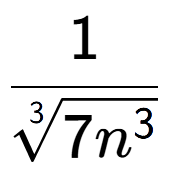 A LaTex expression showing 1 over 3-th root of 7{n to the power of 3 }