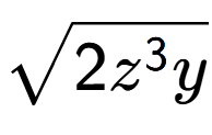 A LaTex expression showing square root of 2{z to the power of 3 y}