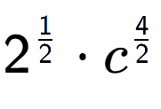 A LaTex expression showing 2 to the power of 1 over 2 times {c} to the power of 4 over 2