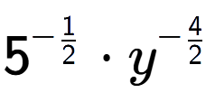 A LaTex expression showing 5 to the power of -1 over 2 times {y} to the power of -4 over 2