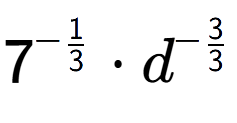 A LaTex expression showing 7 to the power of -1 over 3 times {d} to the power of -3 over 3