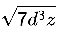 A LaTex expression showing square root of 7{d to the power of 3 z}