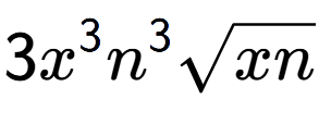 A LaTex expression showing 3{x} to the power of 3 {n} to the power of 3 square root of xn