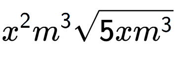 A LaTex expression showing {x} to the power of 2 {m} to the power of 3 square root of 5x{m to the power of 3 }