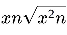 A LaTex expression showing xnsquare root of {x to the power of 2 n}