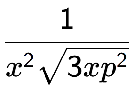 A LaTex expression showing 1 over {x to the power of 2 square root of 3x{p to the power of 2 }}