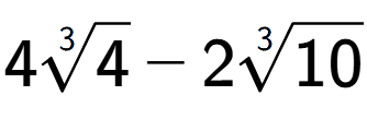 A LaTex expression showing 43-th root of 4 - 23-th root of 10