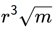 A LaTex expression showing {r} to the power of 3 square root of m