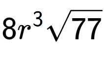 A LaTex expression showing 8{r} to the power of 3 square root of 77