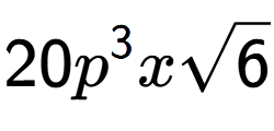 A LaTex expression showing 20{p} to the power of 3 xsquare root of 6