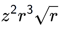 A LaTex expression showing {z} to the power of 2 {r} to the power of 3 square root of r