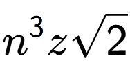 A LaTex expression showing {n} to the power of 3 zsquare root of 2
