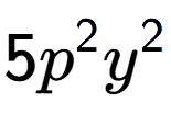 A LaTex expression showing 5{p} to the power of 2 {y} to the power of 2