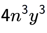 A LaTex expression showing 4{n} to the power of 3 {y} to the power of 3