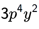 A LaTex expression showing 3{p} to the power of 4 {y} to the power of 2