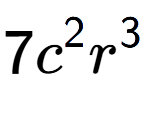 A LaTex expression showing 7{c} to the power of 2 {r} to the power of 3