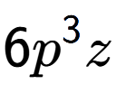 A LaTex expression showing 6{p} to the power of 3 z