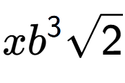 A LaTex expression showing x{b} to the power of 3 square root of 2