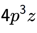 A LaTex expression showing 4{p} to the power of 3 z