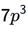 A LaTex expression showing 7{p} to the power of 3
