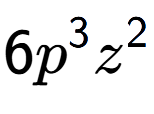 A LaTex expression showing 6{p} to the power of 3 {z} to the power of 2